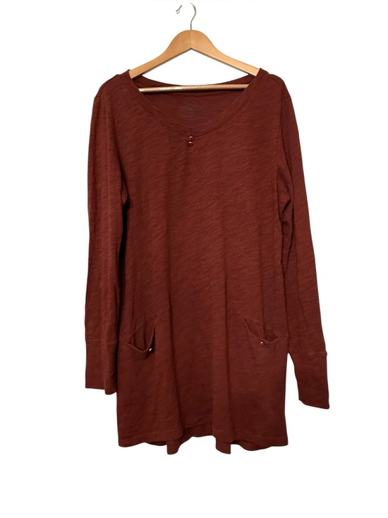 Peruvian Connection Tops - Peruvian Connection Tunic Top Pockets & Gold Buttons Oversize Lagenlook Artsy L